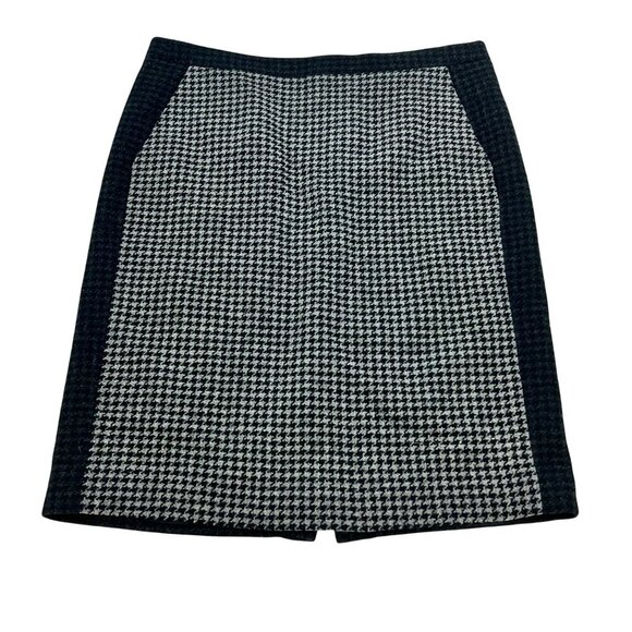 J.Crew Womens Houndstooth Pencil Skirt Wool Blend Gray/Black Size 8 Zip - Picture 1 of 9